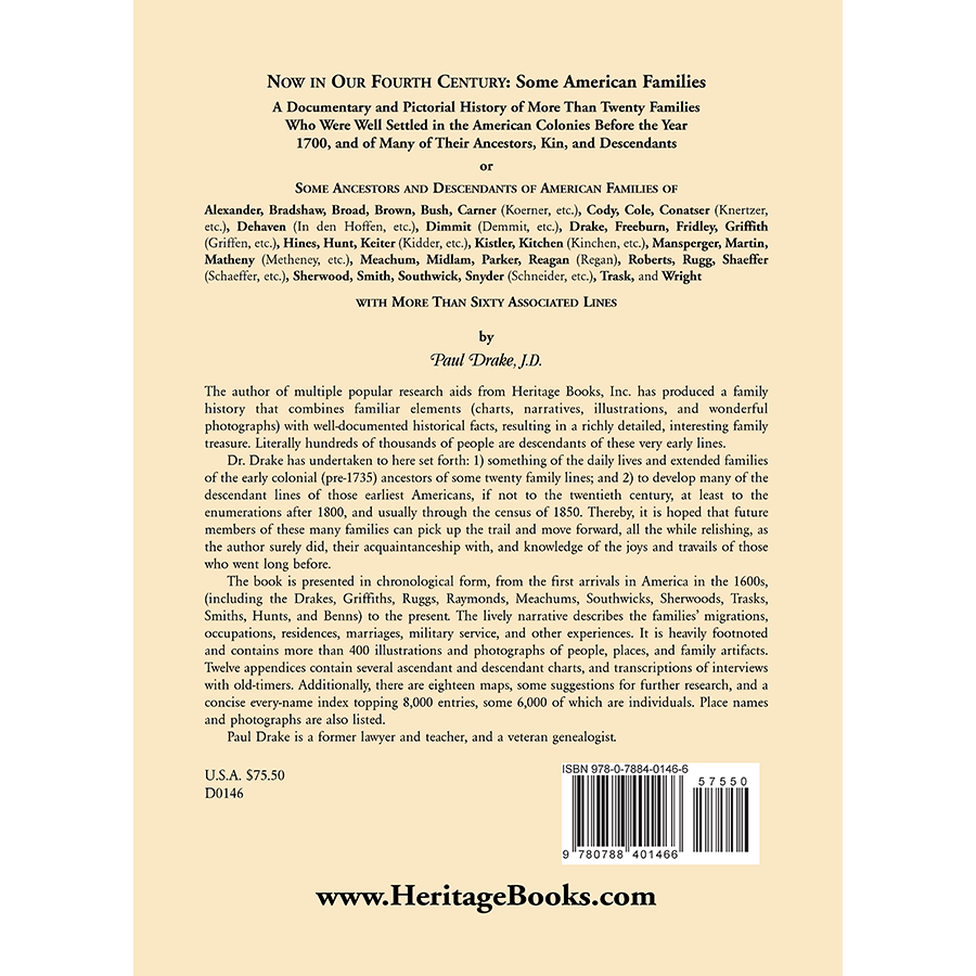 Now in our Fourth Century: Some American Families back cover