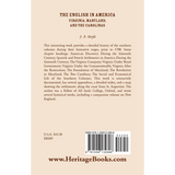 The English in America: Virginia, Maryland, and the Carolinas back cover