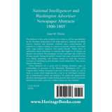 National Intelligencer and Washington Advertiser Newspaper Abstracts, 1800-1805 back cover