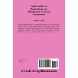 Early Families of Berks, Bucks and Montgomery Counties, Pennsylvania back cover