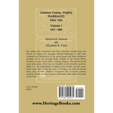 Loudoun County, Virginia Marriages after 1850, Volume 1, 1851-1880 back cover