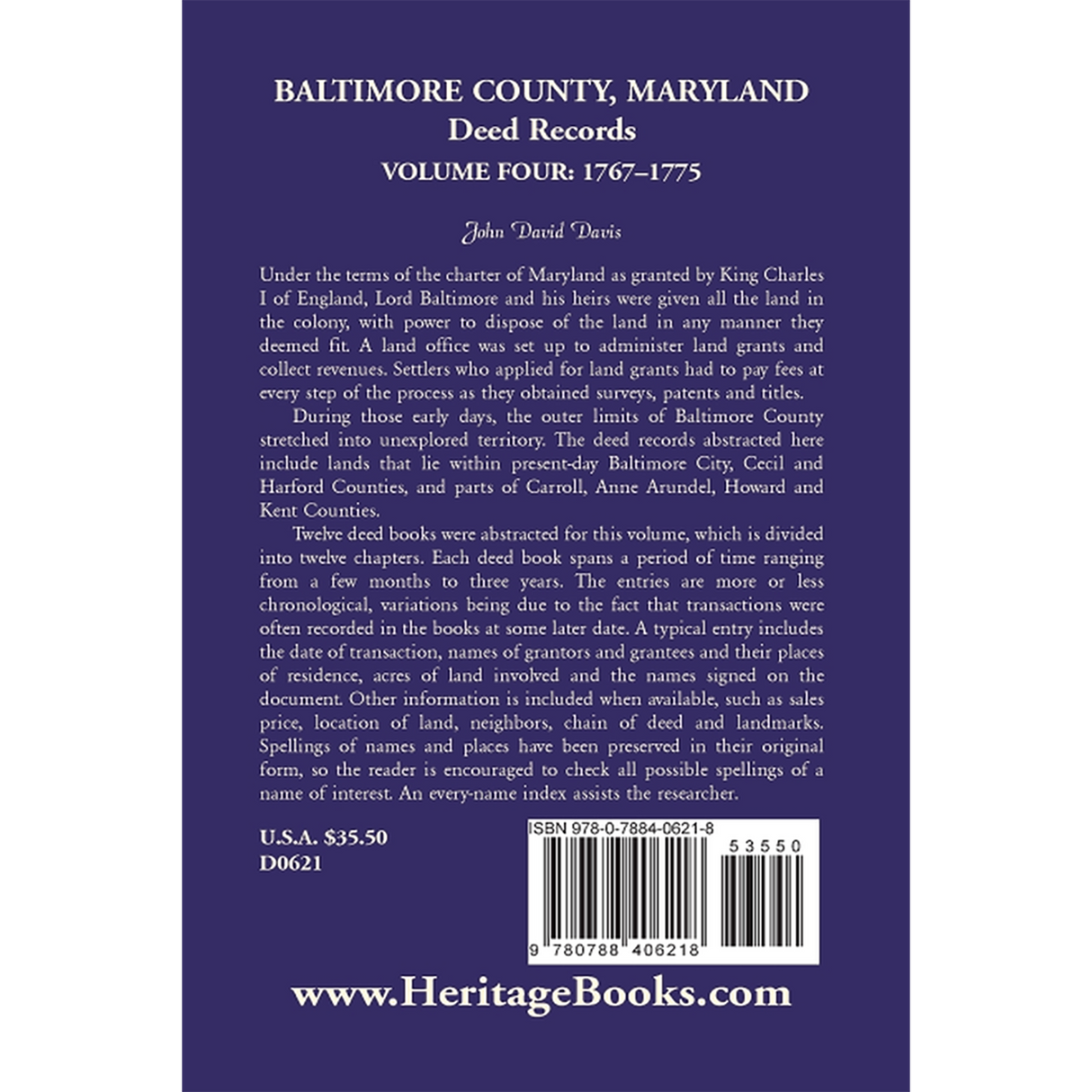Baltimore County, Maryland, Deed Records, Volume 4: 1767-1775 back cover