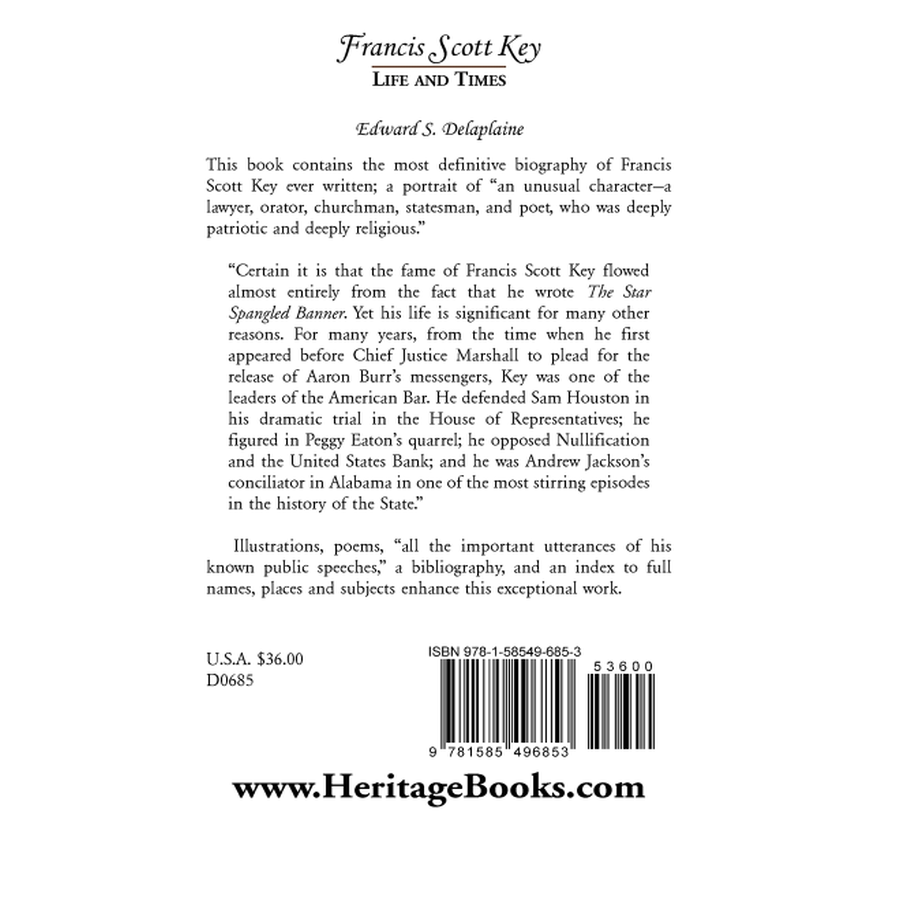 back cover of Francis Scott Key: Life and Times