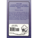 1810-1840 Loudoun County, Virginia Federal Population Census Index back cover