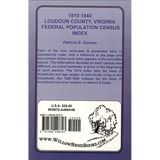 1810-1840 Loudoun County, Virginia Federal Population Census Index back cover