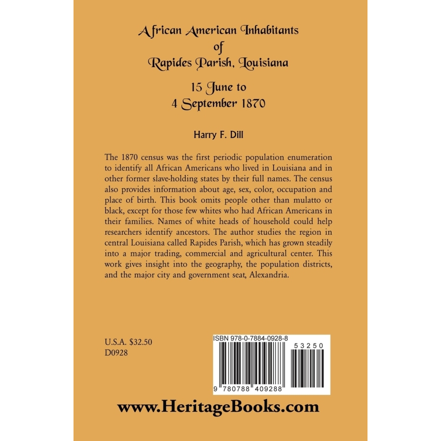 African American Inhabitants of Rapides Parish, Louisiana, 15 June to 4 Sept 1870 back cover