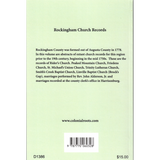 Early Church Records of Rockingham County, Virginia back cover