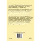 King George County, Virginia Marriage References and Family Relationships, 1721-1800 back cover