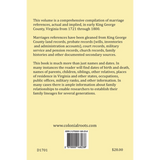 King George County, Virginia Marriage References and Family Relationships, 1721-1800 back cover