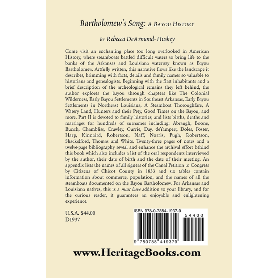 Bartholomew's Song back cover