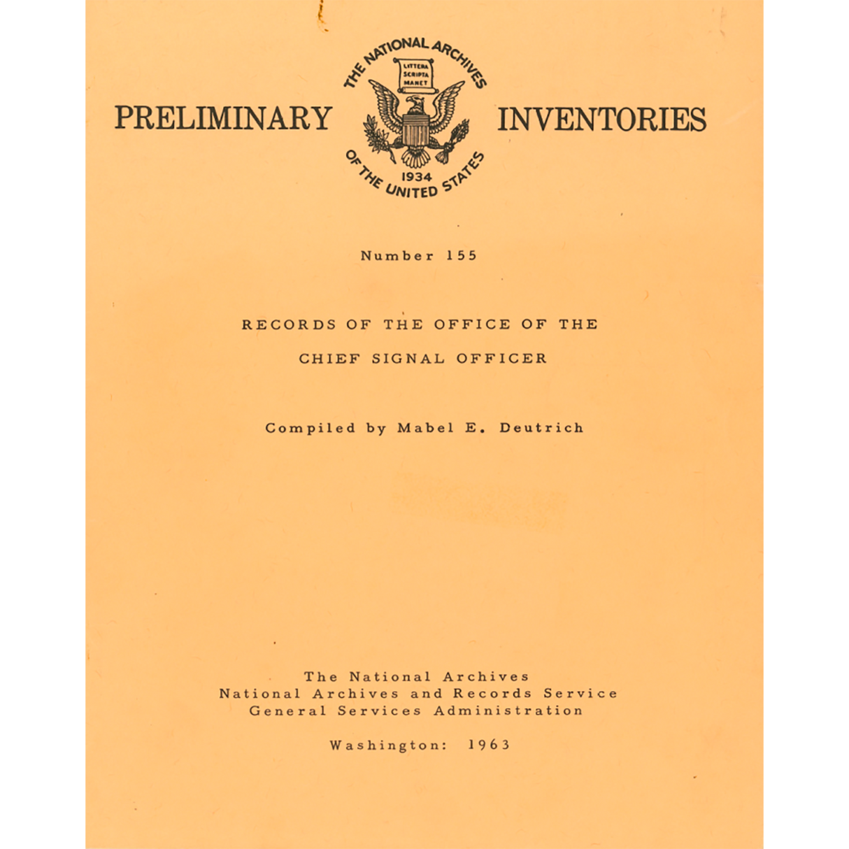 Preliminary Inventory No. 155, Records of the Office of The Chief Signal Officer, Record Group 111