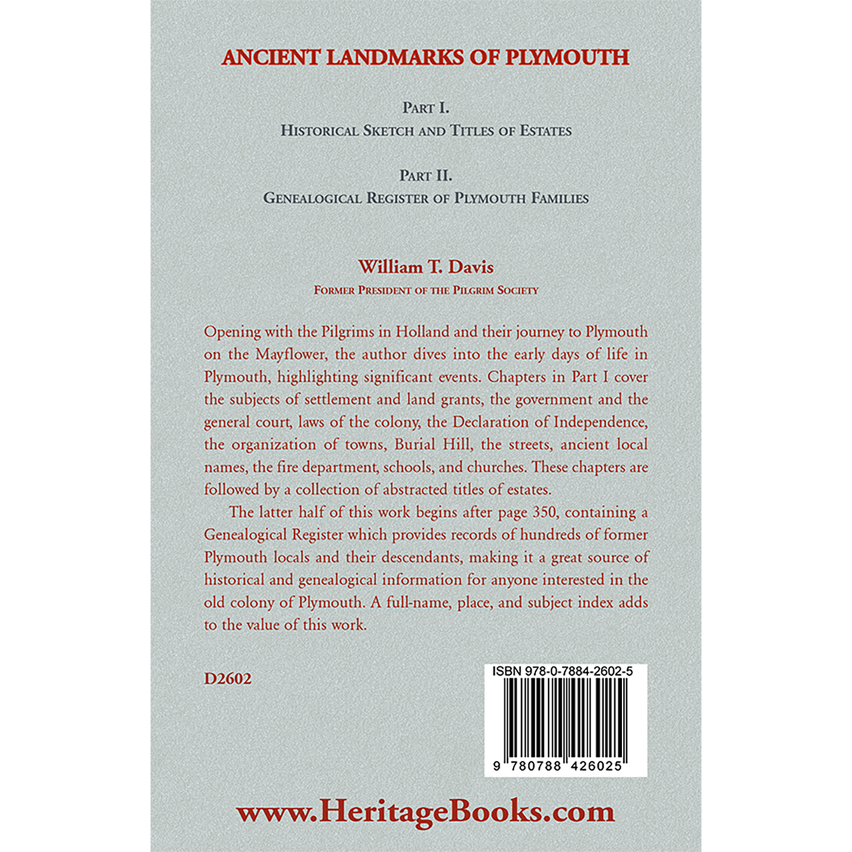 Ancient Landmarks of Plymouth [Massachusetts] back cover