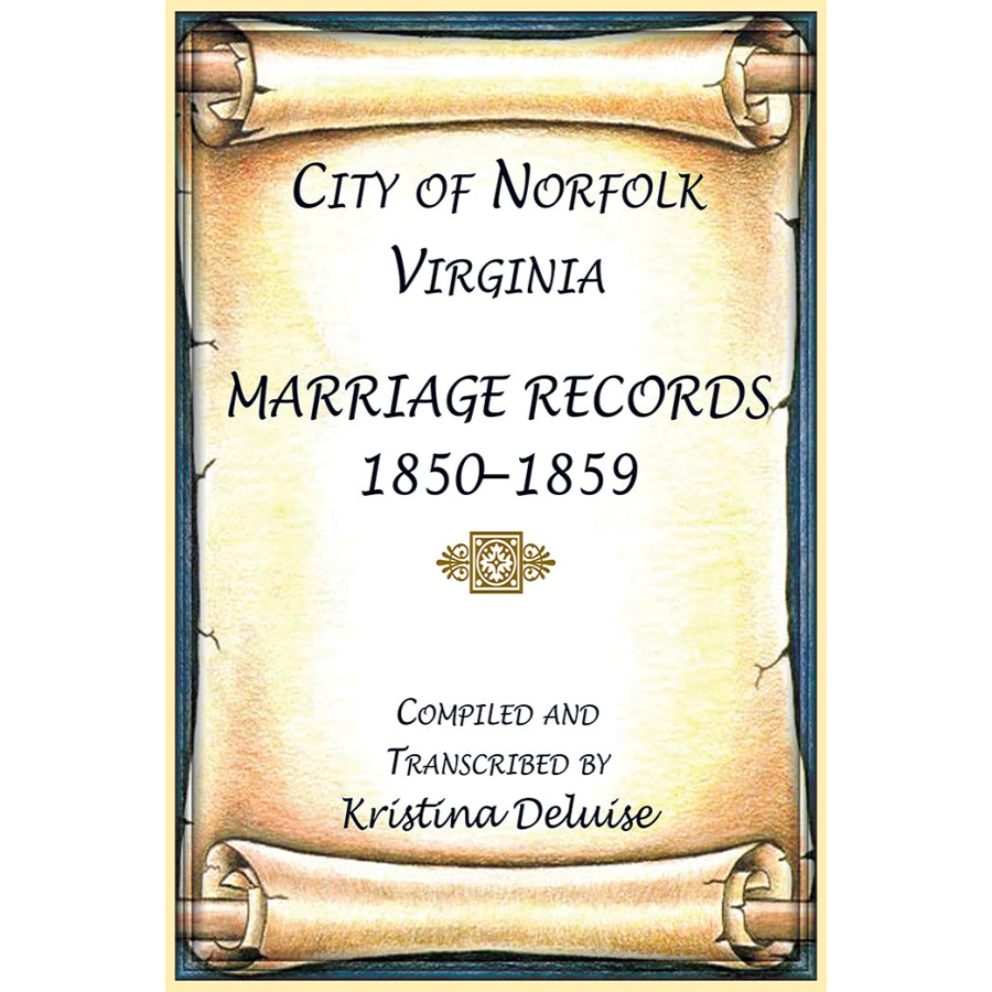 City of Norfolk, Virginia Marriage Records, 1850-1859