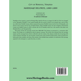 City of Norfolk, Virginia Marriage Records, 1880-1889 back cover