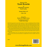 Abstracts of the Land Records of Granville County, North Carolina Dockets H-M, O, N, 1765-1793 back cover