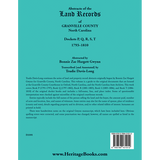 Abstracts of the Land Records of Granville County, North Carolina Dockets P, Q, R, S, T, 1793-1810 back cover