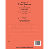 Abstracts of the Land Records of Granville County, North Carolina: Dockets V, W, X, Y, Z, 1, 2, 1810–1826 back cover