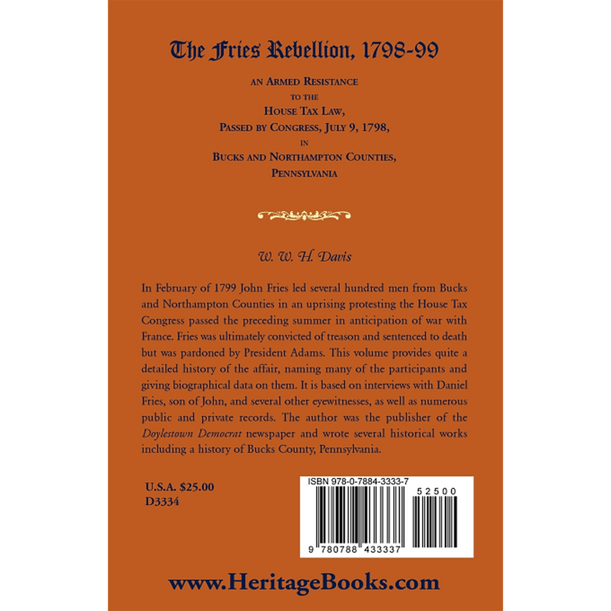 The Fries Rebellion, 1798-99 back cover