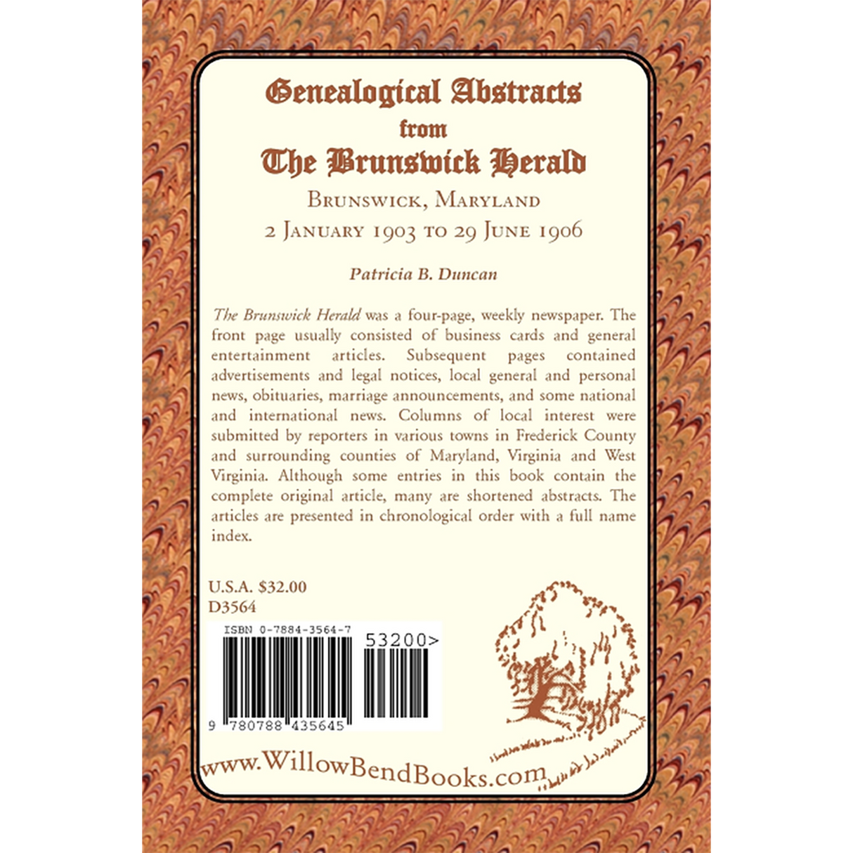 Genealogical Abstracts from the Brunswick Herald, Brunswick, Maryland 2 January 1903 to 29 June 1906 back cover