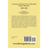 Calendar of Sussex County, Delaware Probate Records 1680-1800 back cover