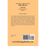 Genealogical Abstracts from the Mirror, 1880-1890, Loudoun County, Virginia back cover