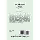 Genealogical Abstracts from the Telephone, 1881-1888, Loudoun County, Virginia back cover