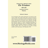 Genealogical Abstracts from the Telephone, 1889-1896, Loudoun County, Virginia back cover