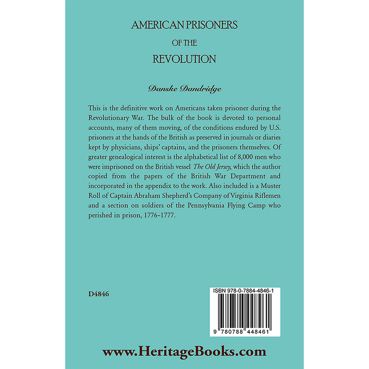 back cover of American Prisoners of the Revolution