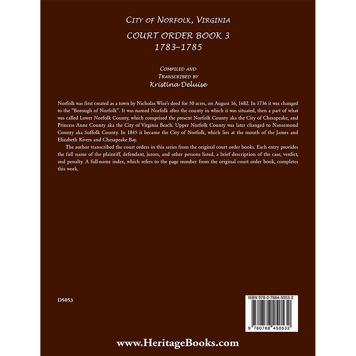 City of Norfolk, Virginia Court Order Book 3, 1783-1785 back cover