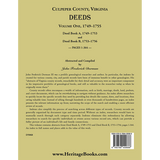 Culpeper County, Virginia Deeds, Volume One, 1749-1755 back cover