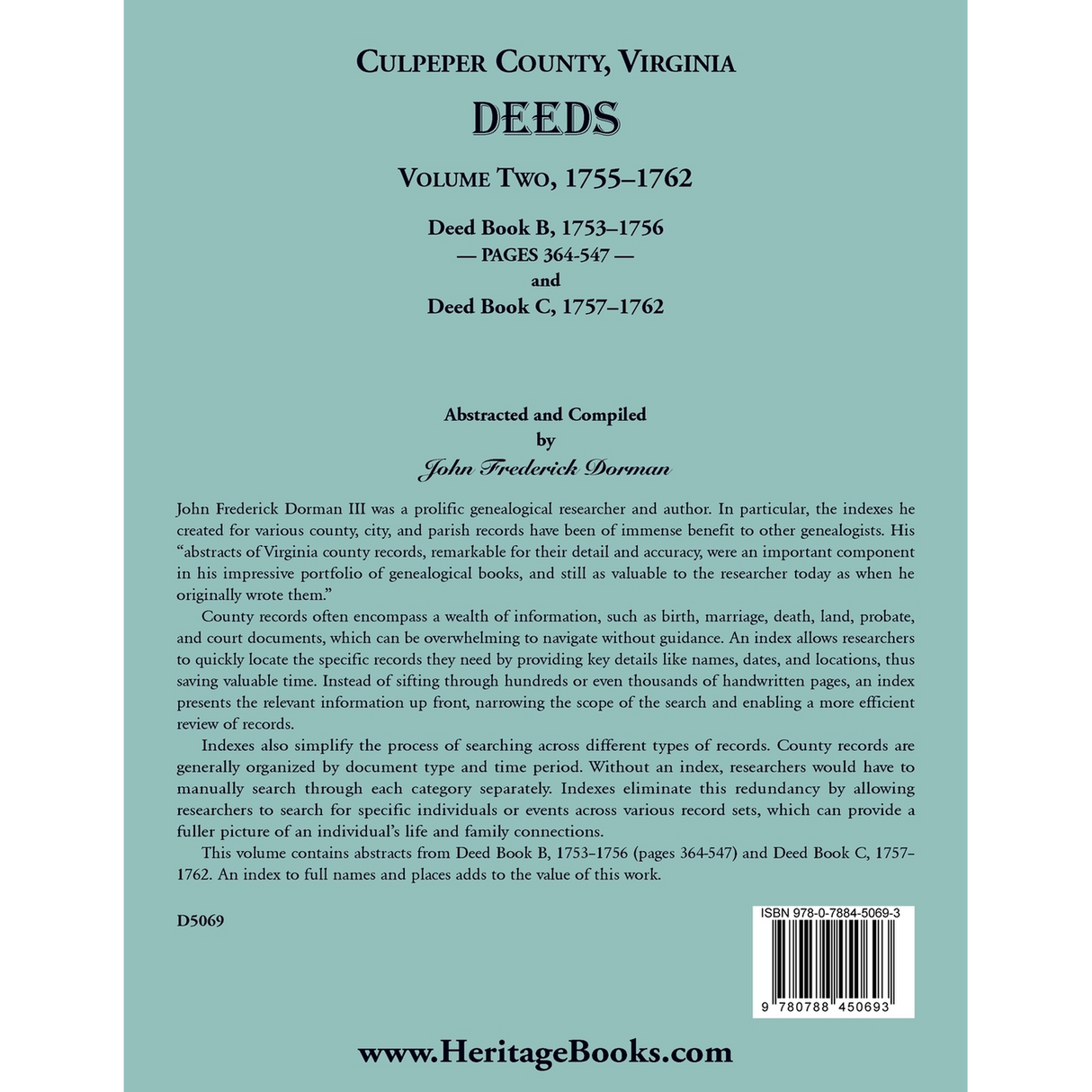 Culpeper County, Virginia Deeds, Volume Two, 1755-1762 back cover