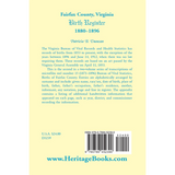 Fairfax County, Virginia Birth Register, 1880-1896 back cover