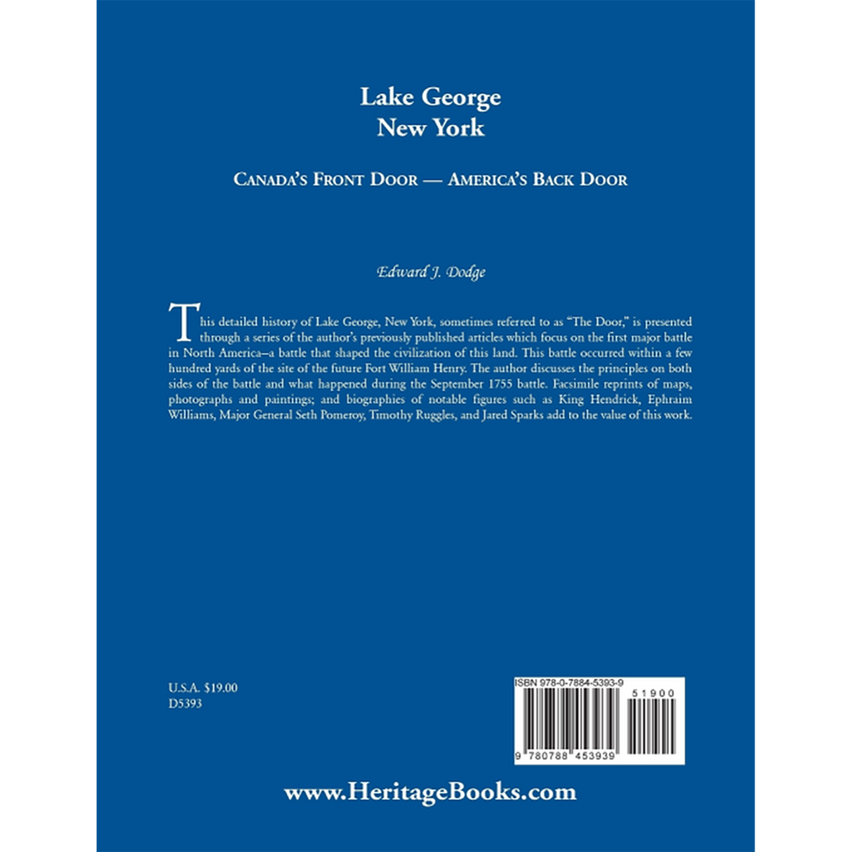 Lake George, New York: Canada's Front Door-America's Back Door back cover