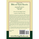 Abstracts of the Wills and Estate Records of Granville County, North Carolina, 1863-1902 by Zae Hargett Gwynn back cover