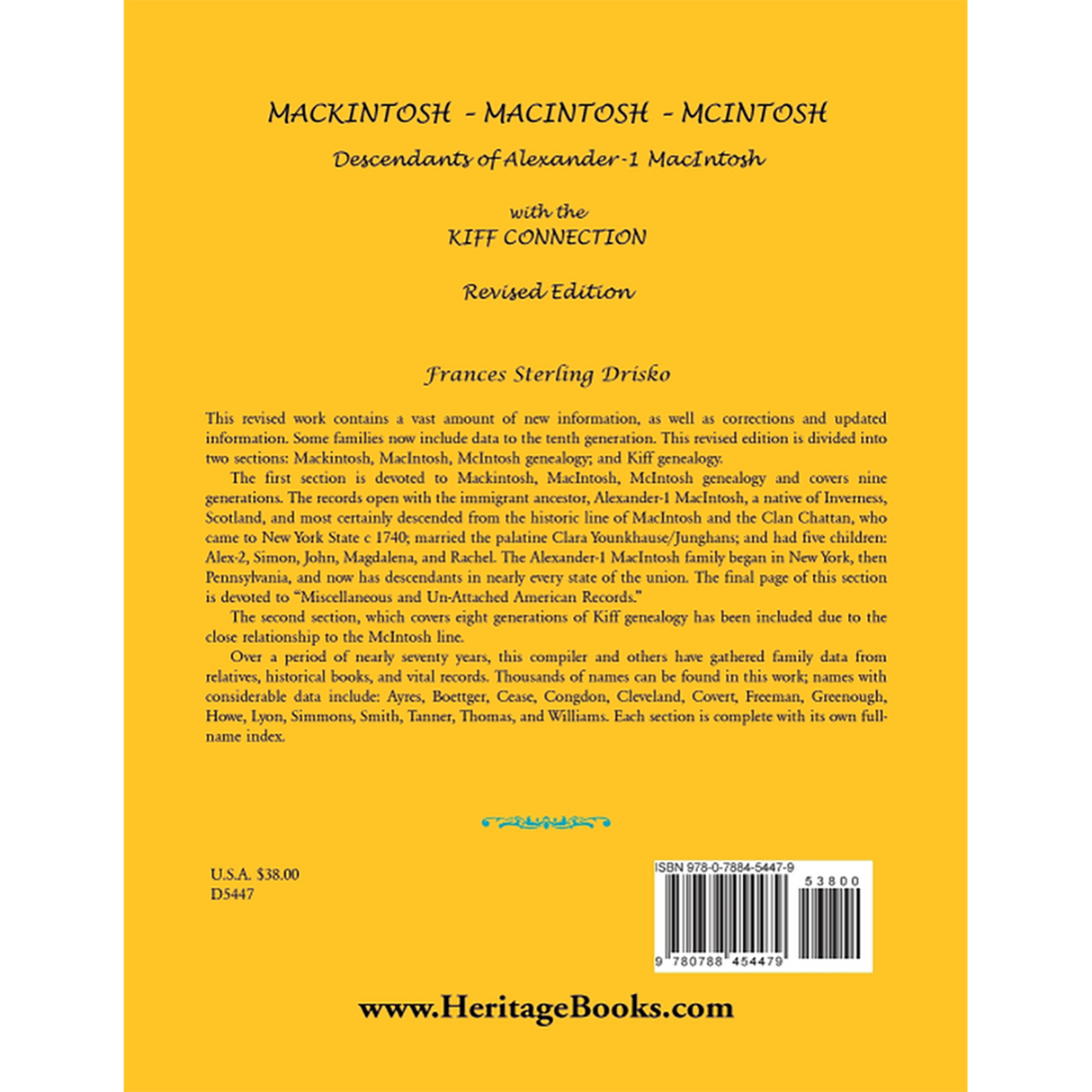 MackIntosh-MacIntosh-McIntosh: Descendants of Alexander -1 MacIntosh with the Kiff Connection, Revised Edition back cover