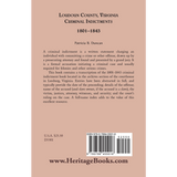 Loudoun County, Virginia, Criminal Indictments: 1801-1843 back cover