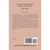 Loudoun County, Virginia, Criminal Indictments: 1801-1843 back cover