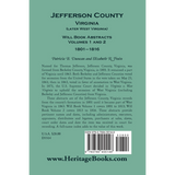 Jefferson County, Virginia (later West Virginia), Will Book Abstracts, Volumes 1 and 2, 1801-1816 back cover