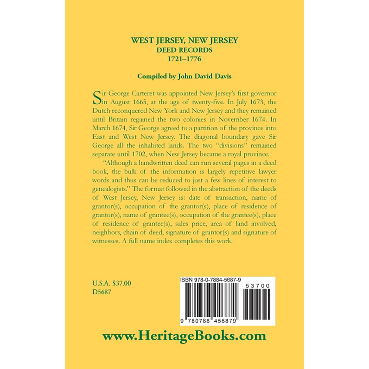 West Jersey, New Jersey Deed Records, 1721-1776 back cover