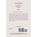 Colonial Families of York County, Virginia, Volume 2 back cover