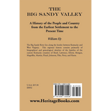 The Big Sandy Valley: A History of the People and Country from the Earliest Settlement to the Present back cover