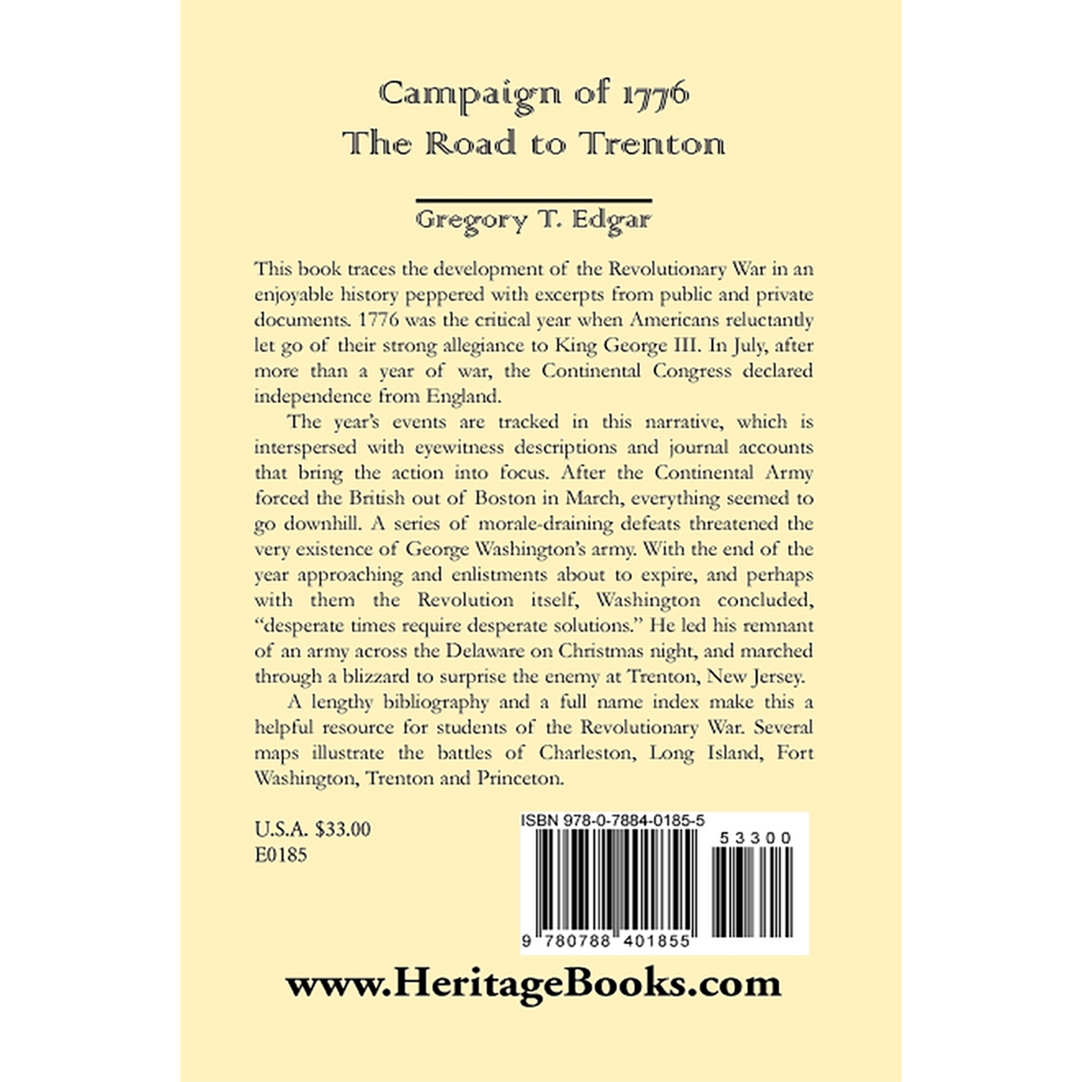 Campaign of 1776: The Road to Trenton back cover