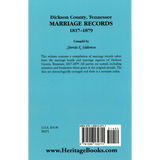 Dickson County, Tennessee Marriage Records, 1817-1879 back cover