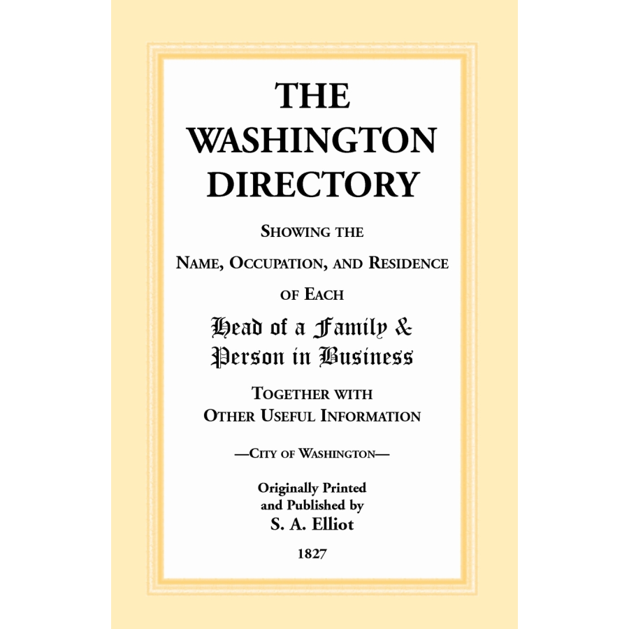 The Washington [DC] Directory [1827]