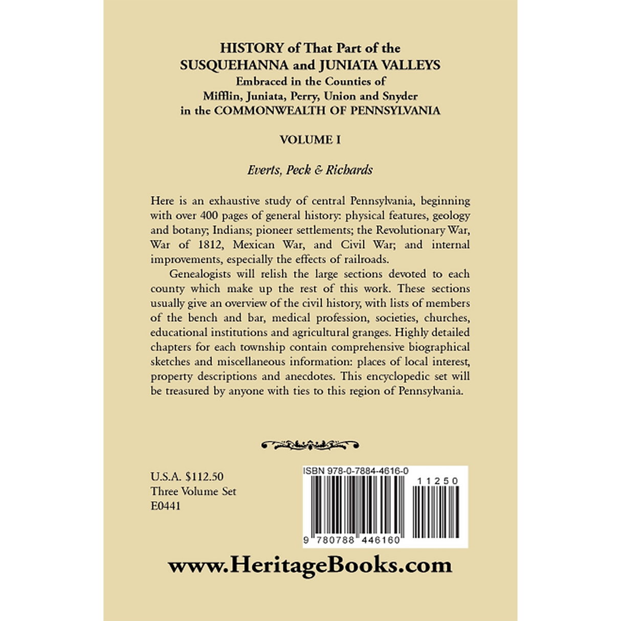 History of that Part of the Susquehanna and Juniata Valleys, Volume 1 back cover