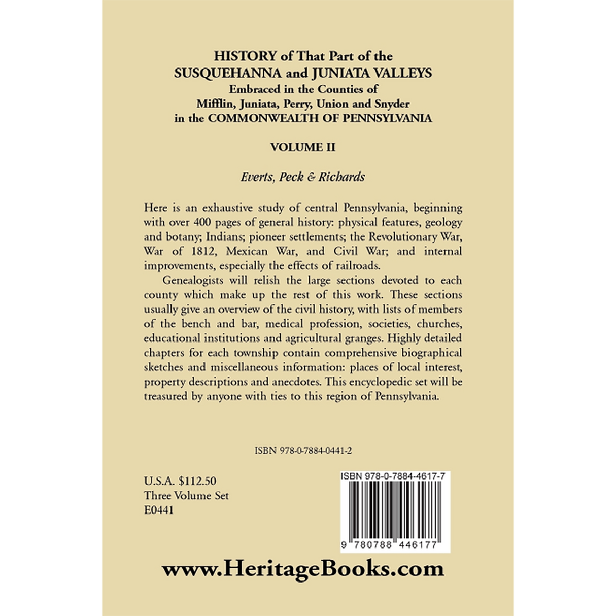History of that Part of the Susquehanna and Juniata Valleys, Volume 2 back cover