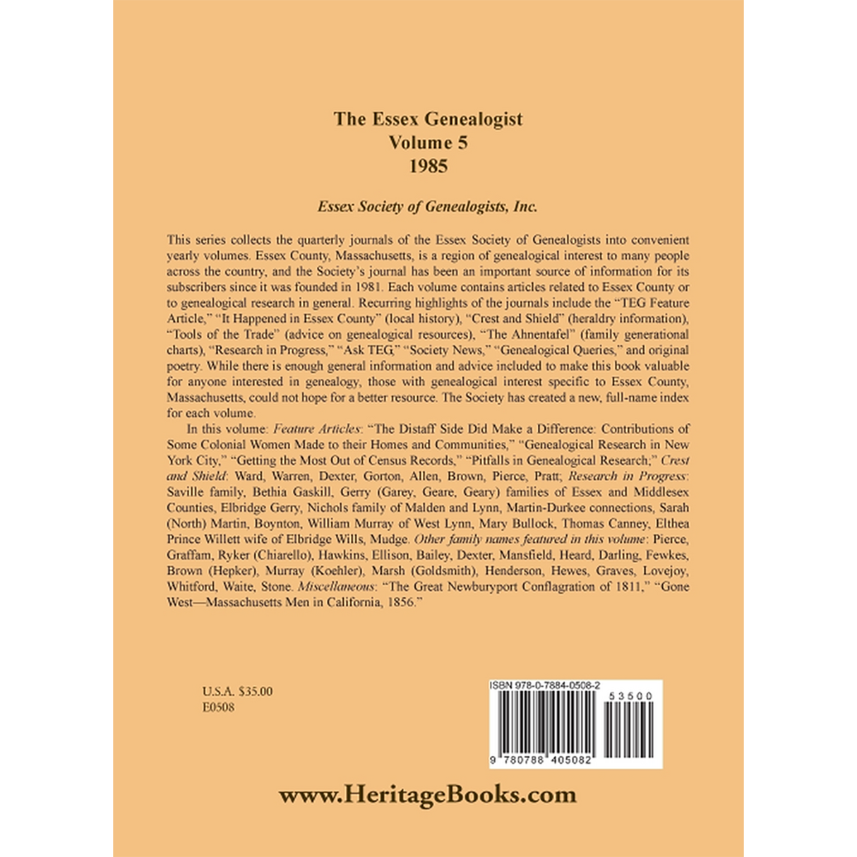 The Essex Genealogist, Volume 5, 1985 back cover