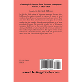 Genealogical Abstracts From Tennessee Newspapers 1821-1828 back cover