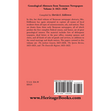 Genealogical Abstracts From Tennessee Newspapers 1821-1828 back cover