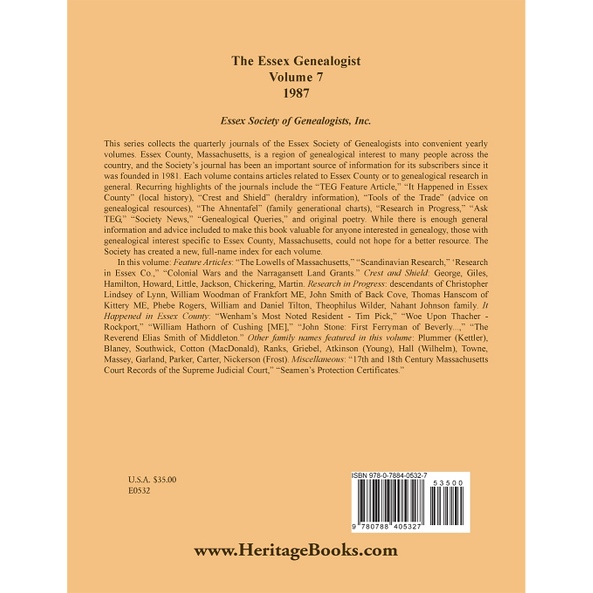 The Essex Genealogist, Volume 7, 1987 back cover